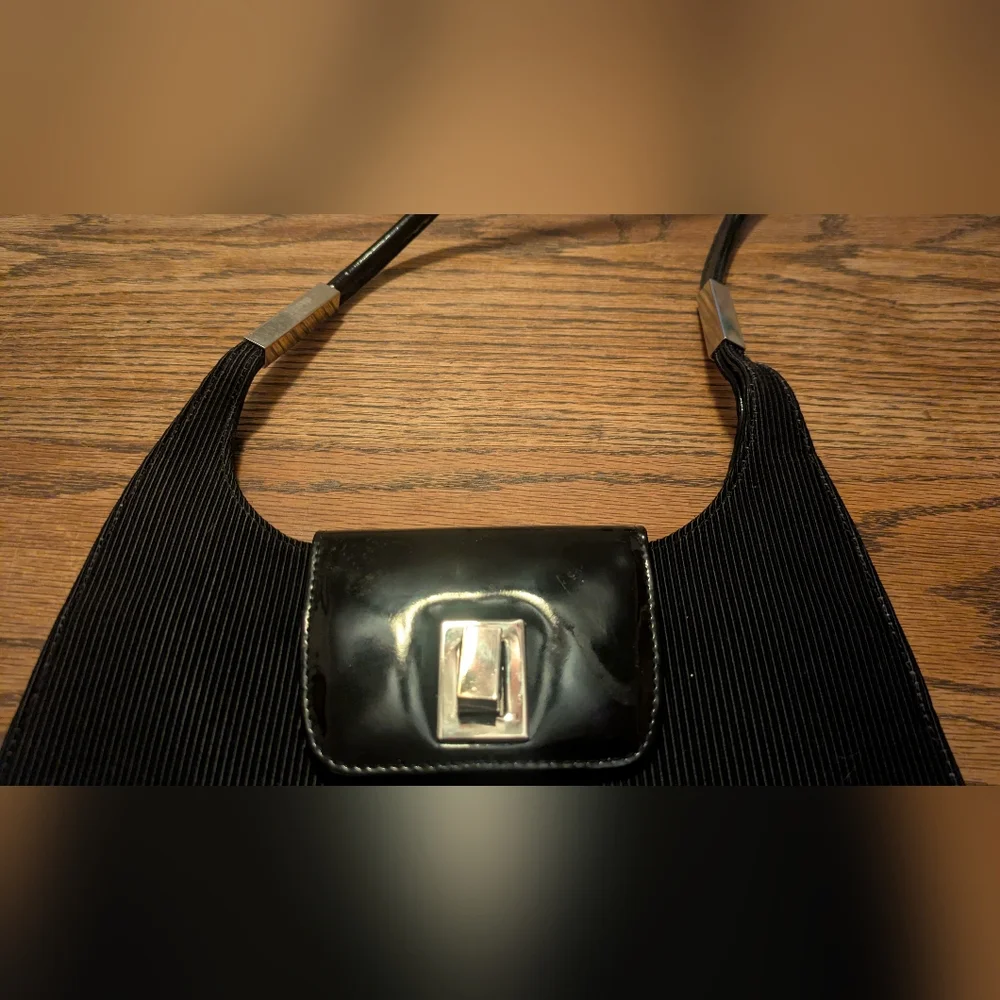 Vintage Stuart Weitzman Ribbed Black Bag - Picture 9 of 9